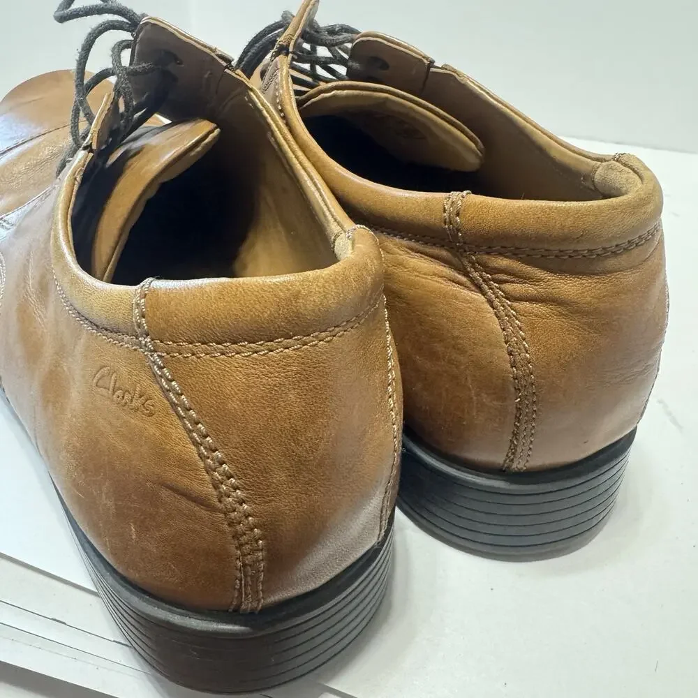 Clarks Collection Dress Shoes Mens Leather Oxford sz 12 Tilden‎ Cap Toe Lace Up
